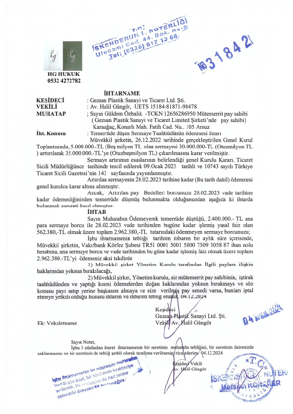 İHTARNAMEDİR
